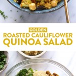 This Golden Roasted Cauliflower and Quinoa Salad is a healthy, satisfying, and delicious salad that everyone in your family will love. It is great for a quick meal-prep lunch or a light quinoa salad for dinner. You can't beat the savory tahini dressing with sweet raisins for the perfect sweet and savory combination!