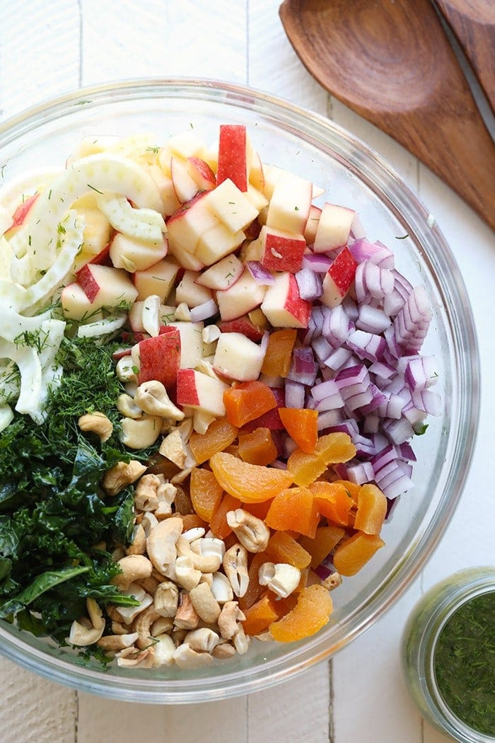 Salad ingredients in a bowl. 