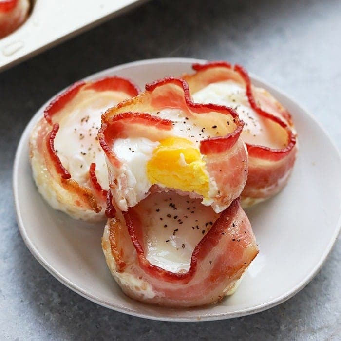 Bacon Wrapped Egg Cups via Fit Foodie Finds