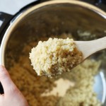 A person is cooking quinoa in an instant pot.
