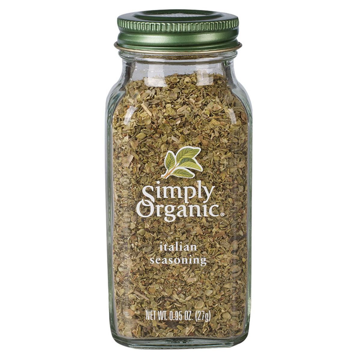Organic herb seasoning jar on white background, perfect for enhancing the flavor of hamburger soup.