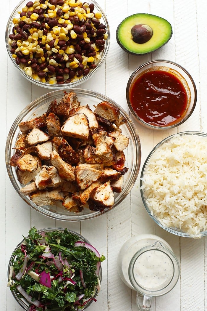 Meal Prep Shredded BBQ Chicken Salad Bowls - Sinful Nutrition