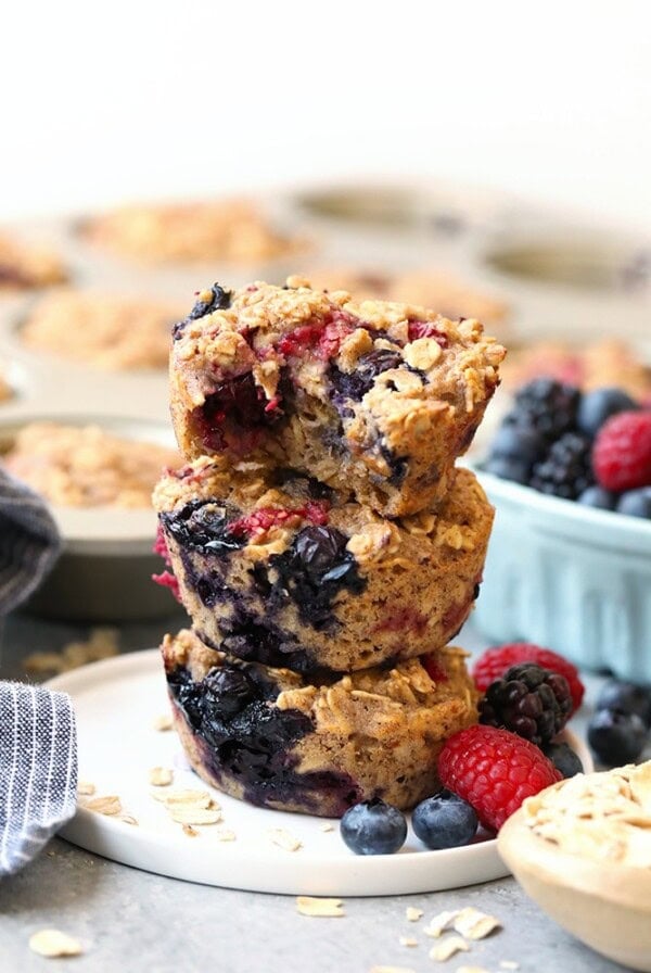 triple berry baked oatmeal cups