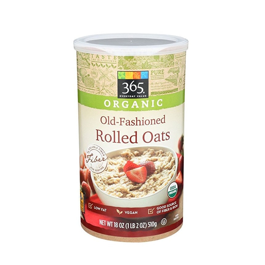 Organic old fashioned rolled oats for making delicious banana baked oatmeal.