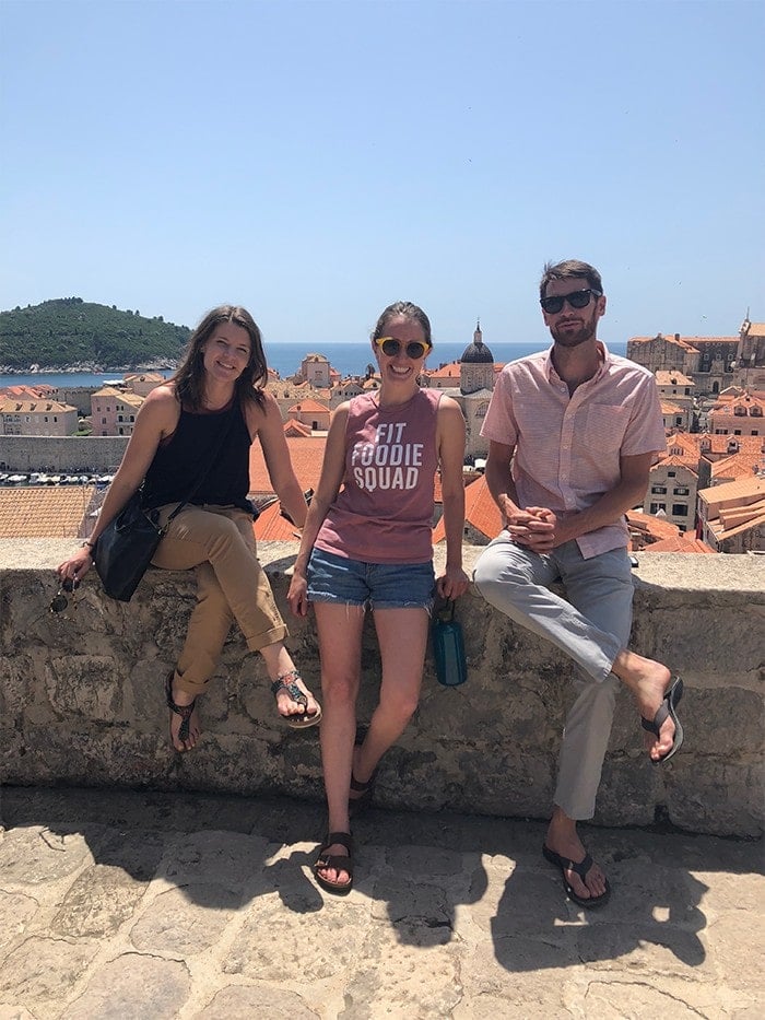 People on a wall in Dubrovnik 