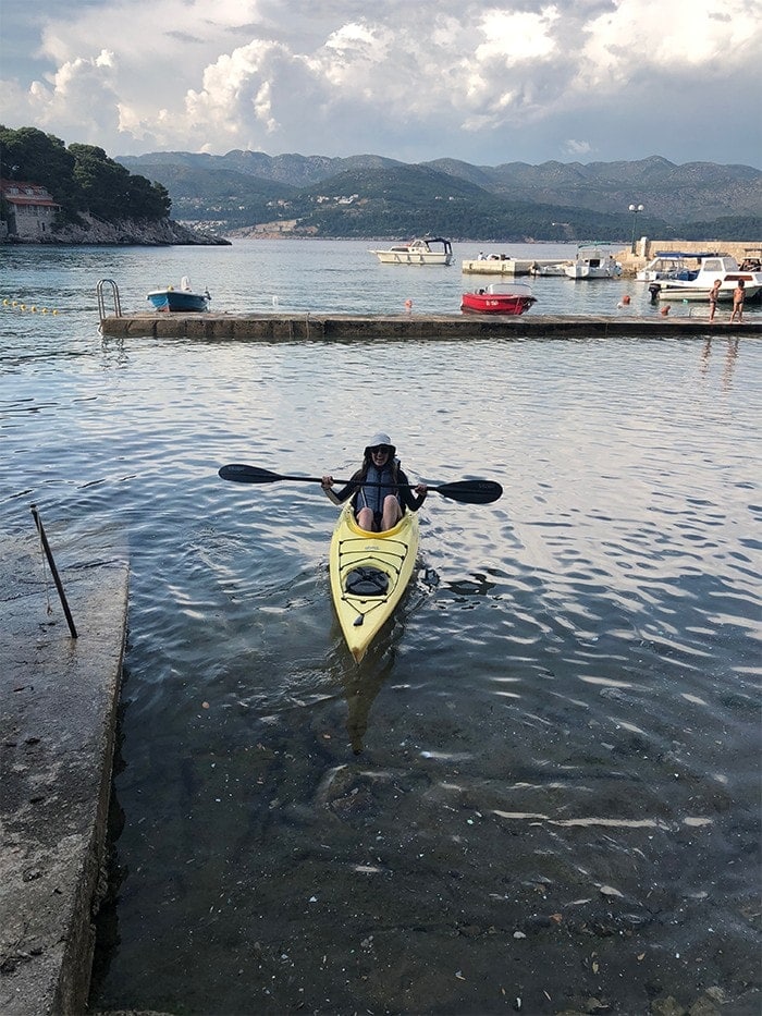 Girl in a kayak in Croatia