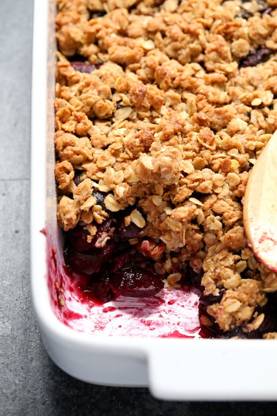 Seriously Good Cherry Crisp (best topping!) - Fit Foodie Finds