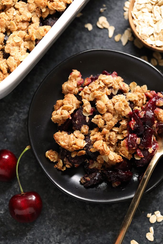Seriously Good Cherry Crisp (best topping!) - Fit Foodie Finds
