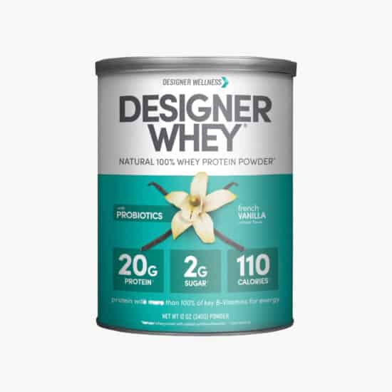 designer whey protein powder.