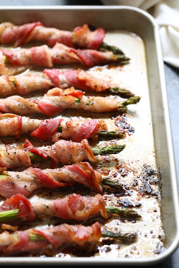 Bacon wrapped asparagus baked.