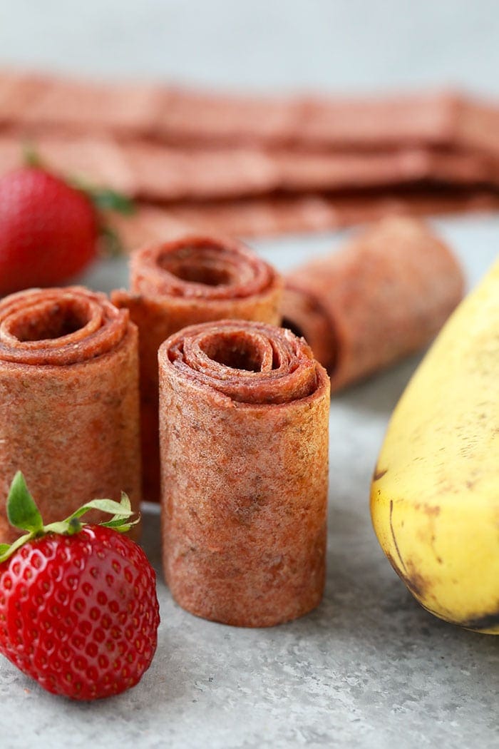 fruit leather with strawberries and banana