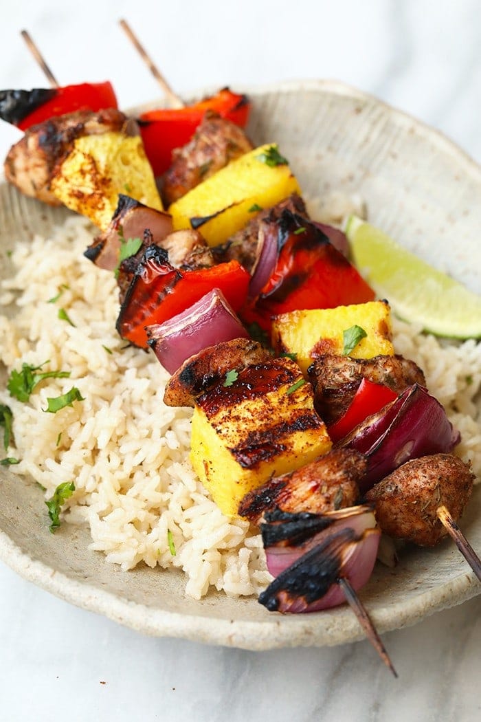 Grilled Pineapple and Jerk Chicken Kebabs