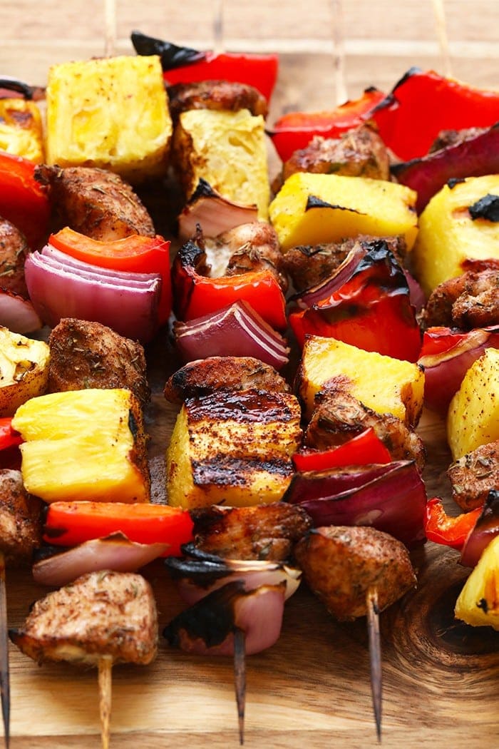 Grilled Pineapple And Jerk Chicken Kabobs Fit