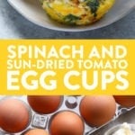 Spinach and egg muffins are shown on a plate.