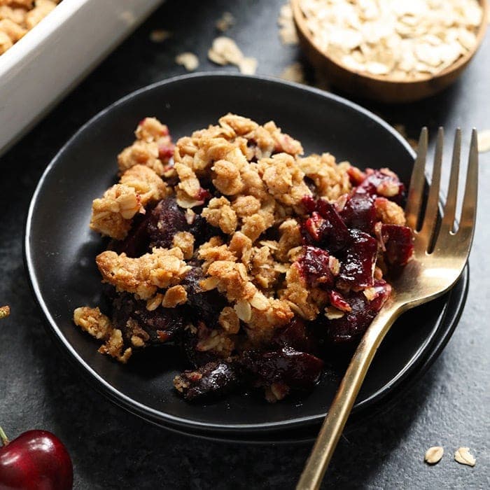 cherry crisp on plate