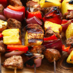 Ready to be obsessed with these Grilled Pineapple and Jerk Chicken Kabobs? Skewer this jerk chicken up with some peppers, onions, and fresh pineapple for a glorious and healthy chicken kabobs recipe! 