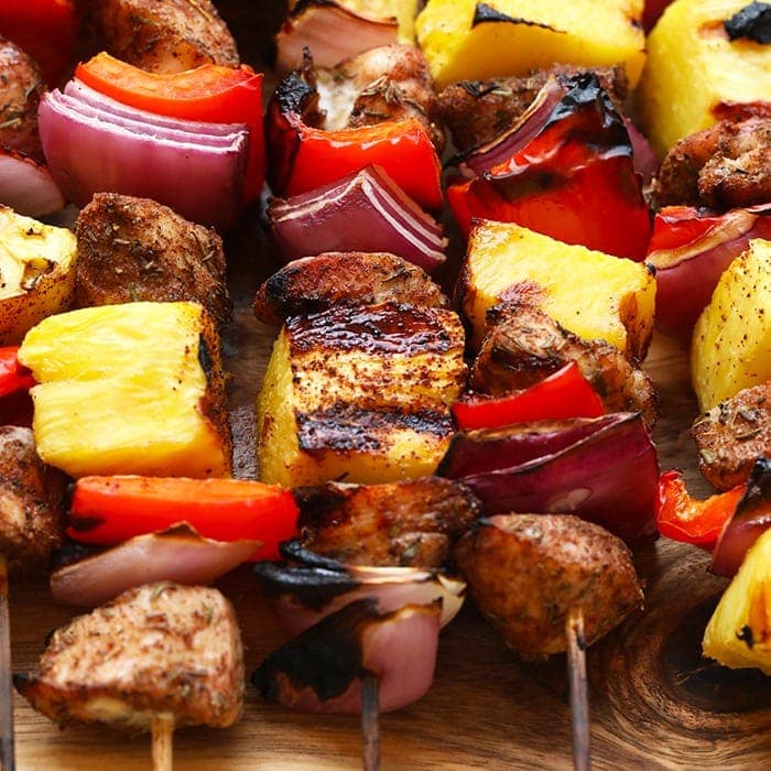 Grilled Pineapple And Jerk Chicken Kebabs