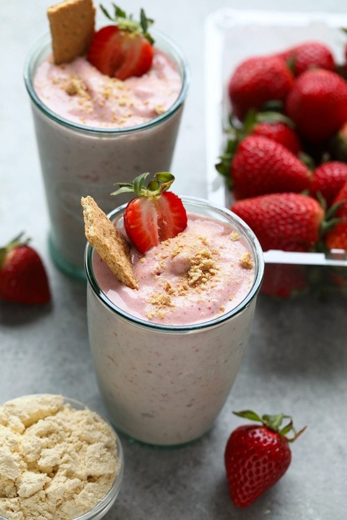 Strawberry Protein Shake with Vanilla Whipped Cream