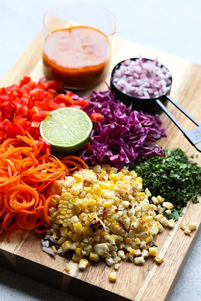 Ingredients on a cutting board.