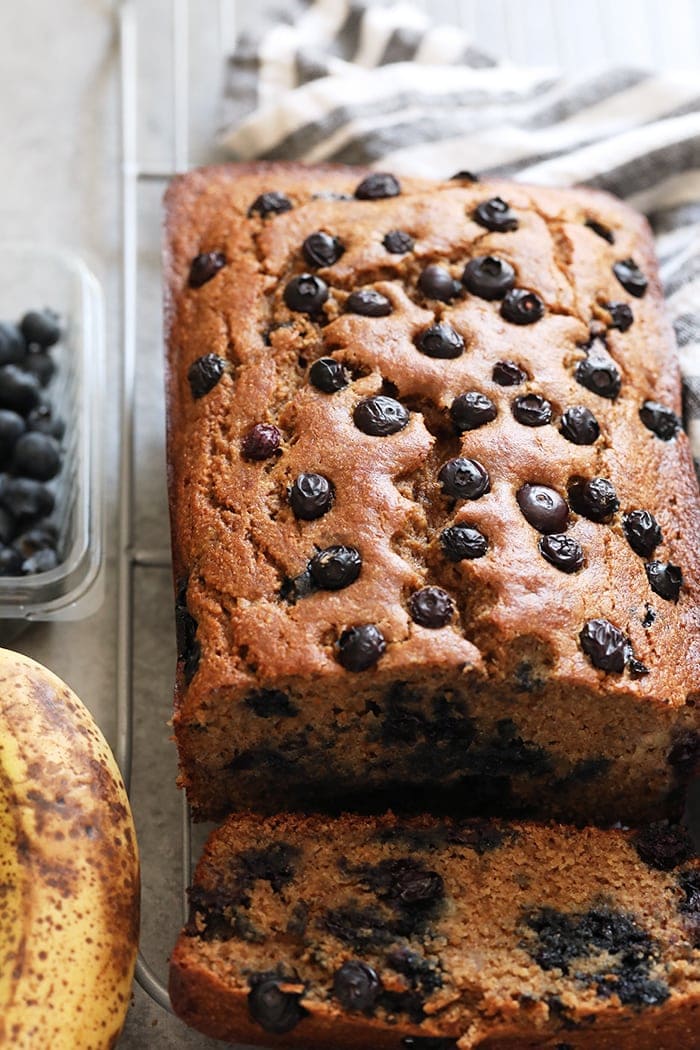 Banana Bread on a cooling rack.