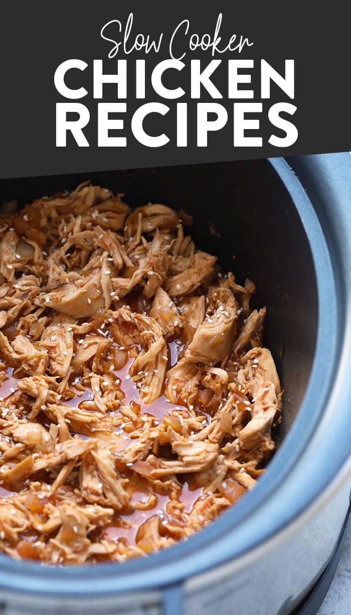 A photo of slow cooker chicken in the slow cooker