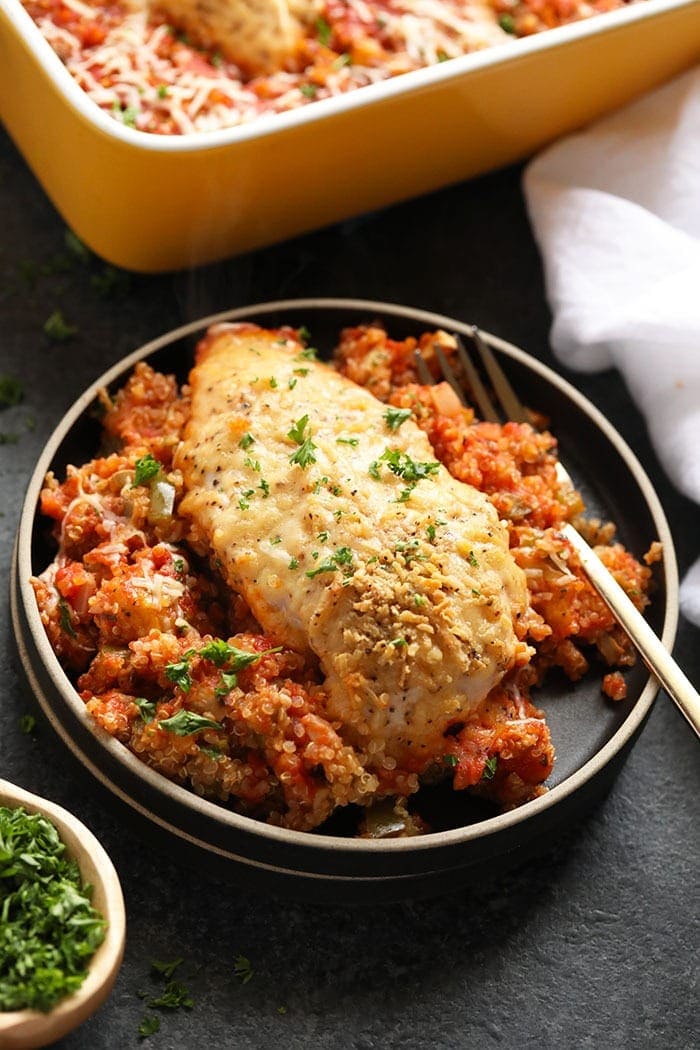 Healthy Chicken Parmesan Quinoa Casserole Fit Foodie Finds