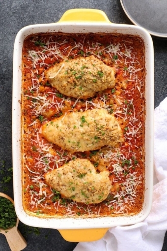 Chicken Parmesan Quinoa Casserole - Fit Foodie Finds