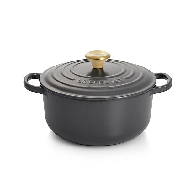 a black cast iron pot for taco soup.