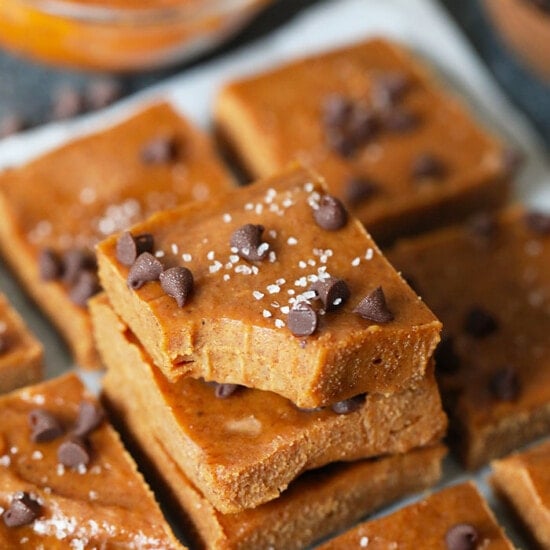 a vegan stack of pumpkin bars