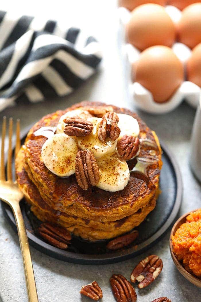 Easy Gluten Free Pumpkin Pancakes - Fit Foodie Finds