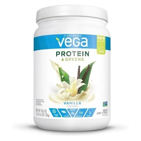 Vega's vanilla protein powder is a plant-based protein option.