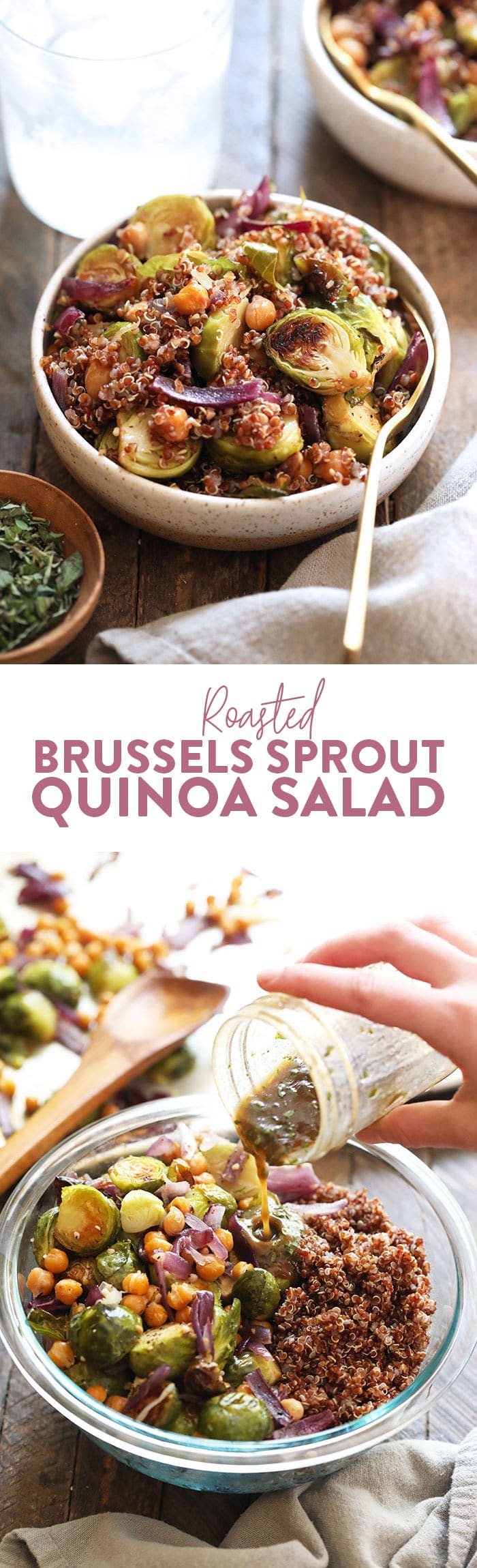 Roasted Brussel Sprout Salad with Quinoa (healthy!) - Fit Foodie Finds