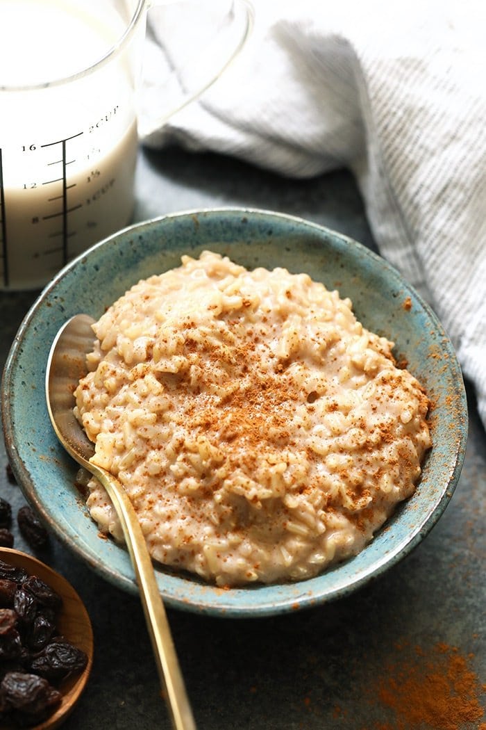 Brown Rice Pudding (w/ Cinnamon!) - Fit Foodie Finds