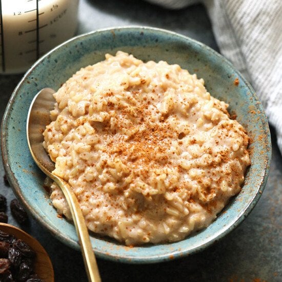 It's that time of year to cozy up with a hot cup of tea and a delicious bowl of healthy rice pudding. Our vegan rice pudding recipe is made with brown rice, all-natural sweeteners, almond milk, and warm spices!