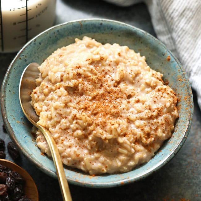 Brown Rice Pudding (w/ Cinnamon!) - Fit Foodie Finds