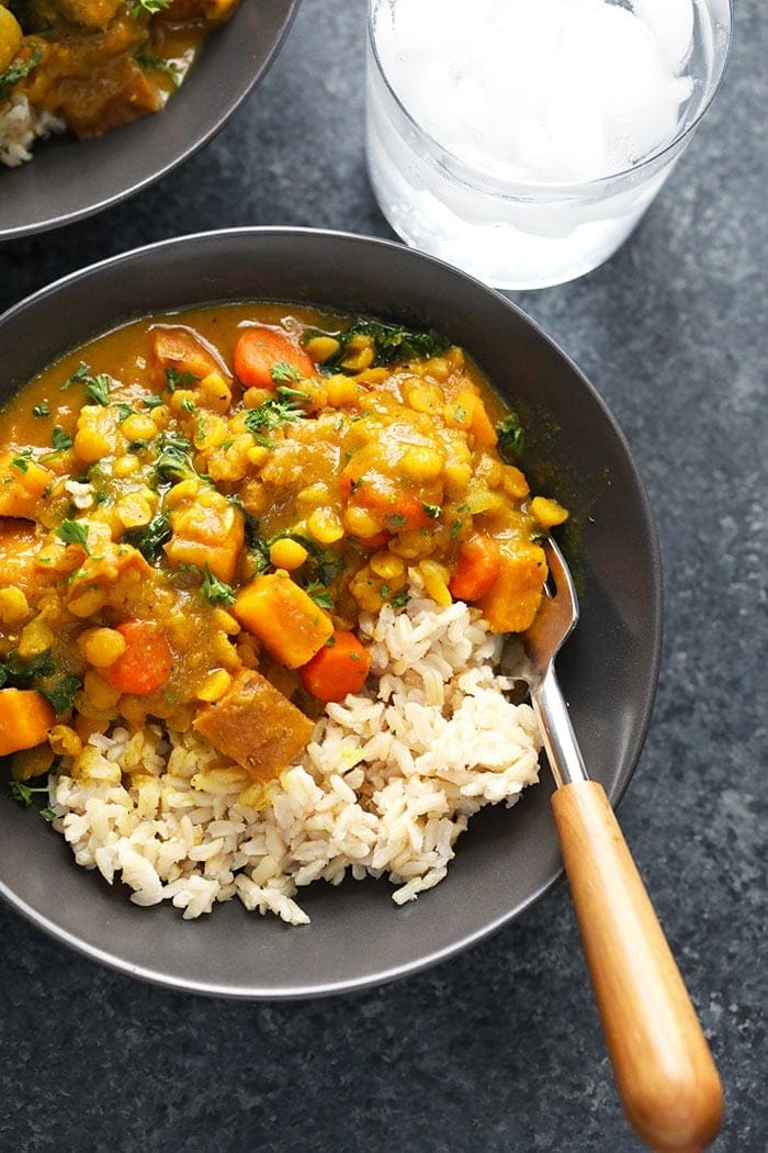 sweet potato curry in bowl.