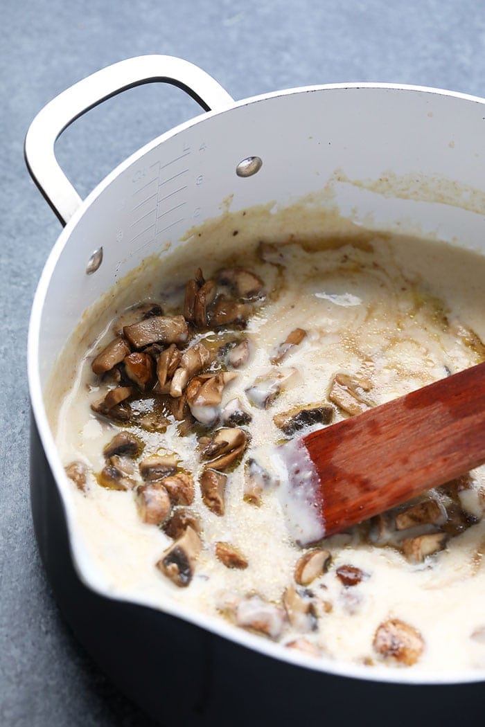 mushroom gravy in large pot