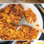 a collage of sweet potato hash browns on a plate.