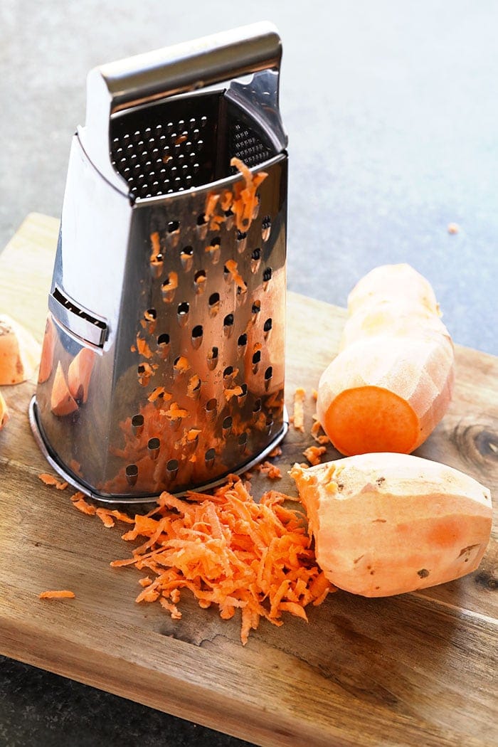 Grating sweet potato