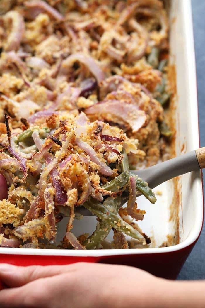 Healthy Green Bean Casserole (made from scratch!) - Fit Foodie Finds