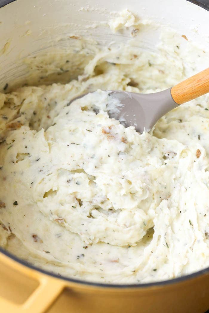 healthy mashed potatoes in pot