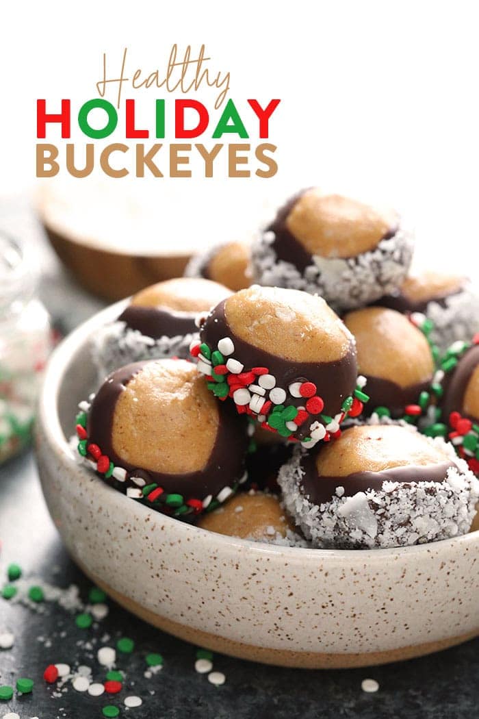 healthy holiday buckeyes in a bowl