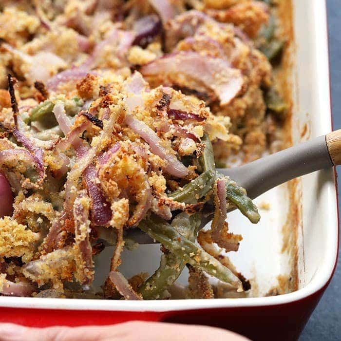 Healthy Green Bean Casserole (made from scratch!) - Fit Foodie Finds