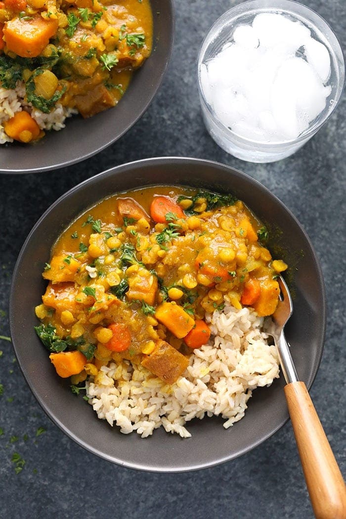 sweet potato curry in bowl.