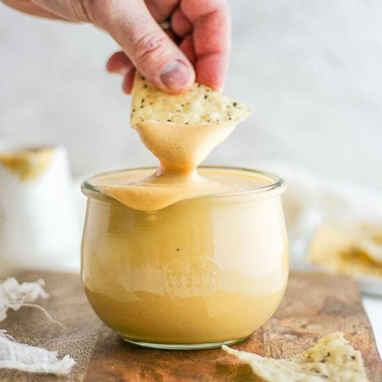 cheese sauce in jar.