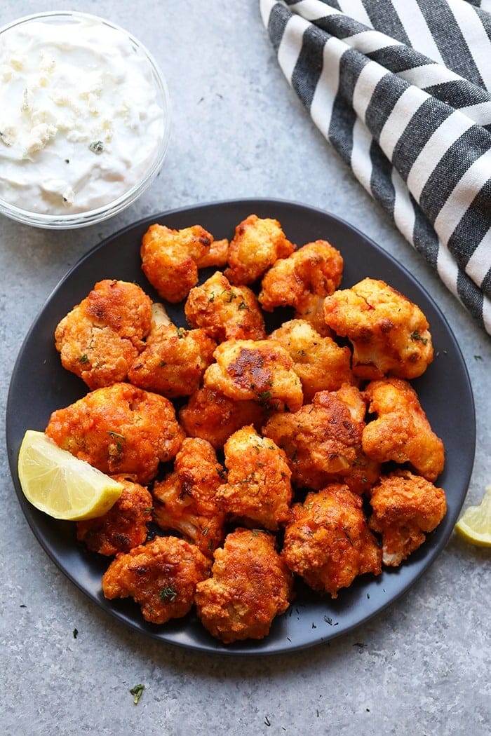 Healthy Buffalo Cauliflower Wings (Gluten Free!) - Fit Foodie Finds