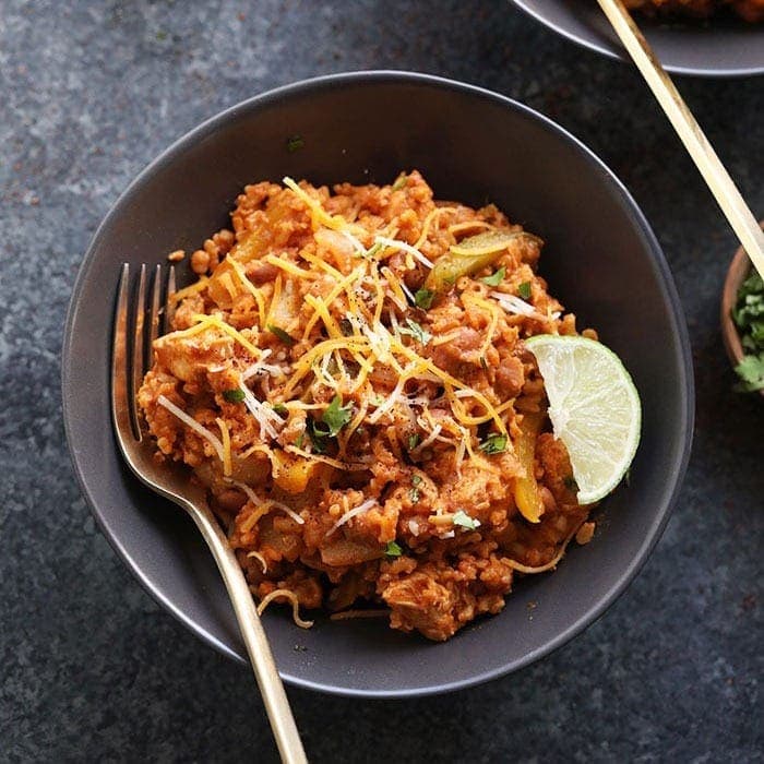 Slow Cooker Chicken Enchilada Casserole.