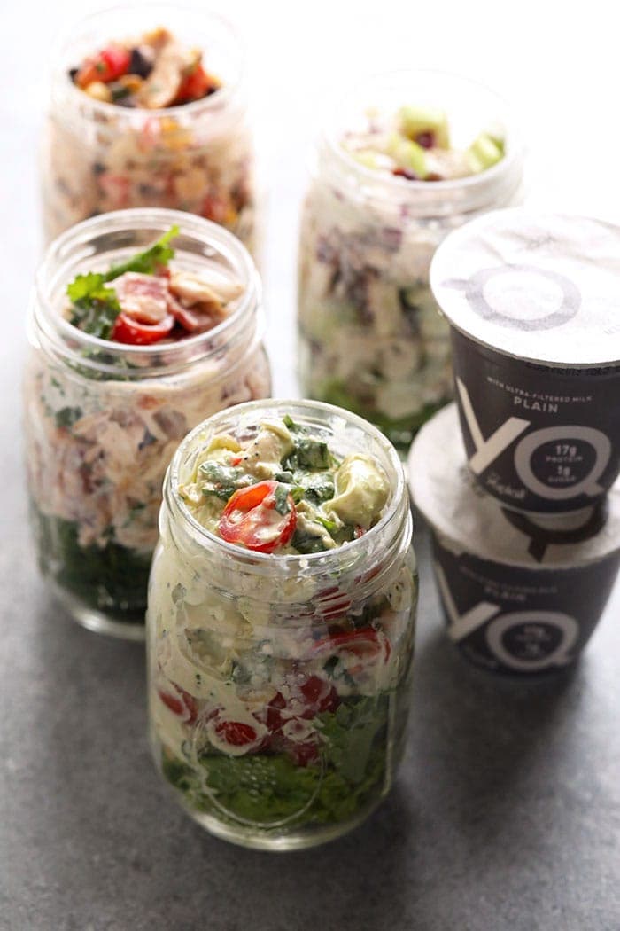 chicken salad in jars.