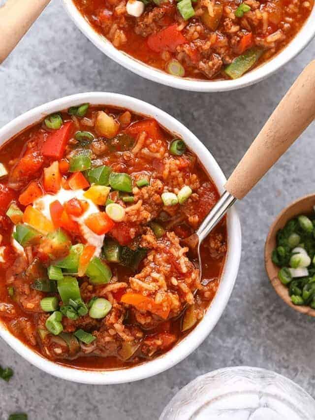 Instant Pot Stuffed Pepper Soup - Fit Foodie Finds