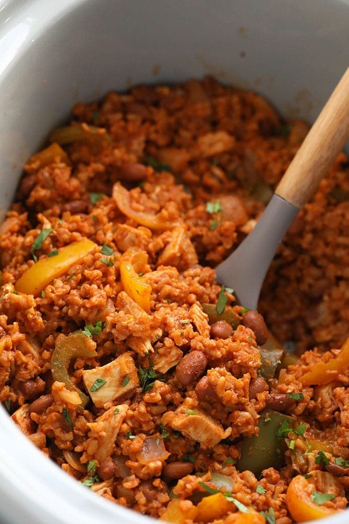 Crockpot Chicken Enchilada Casserole - Taste of the Frontier